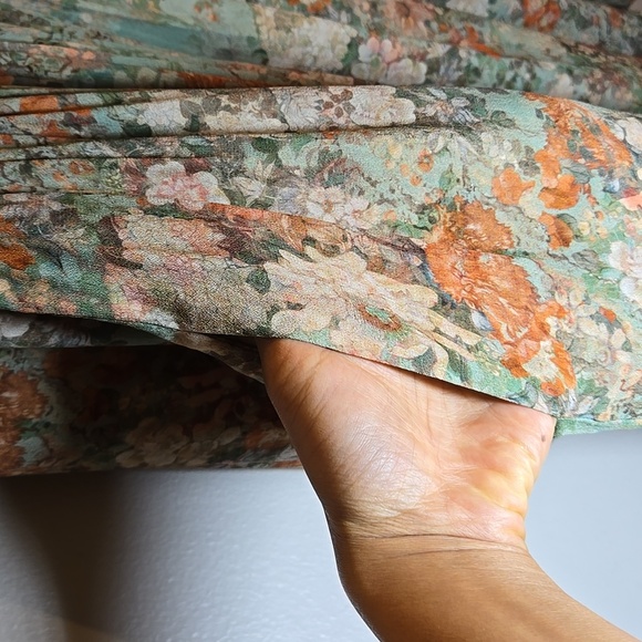 Peruvian Connection Rayon Wellfleet Chemise Green Floral Print Mini Dress Tunic - Picture 5 of 11